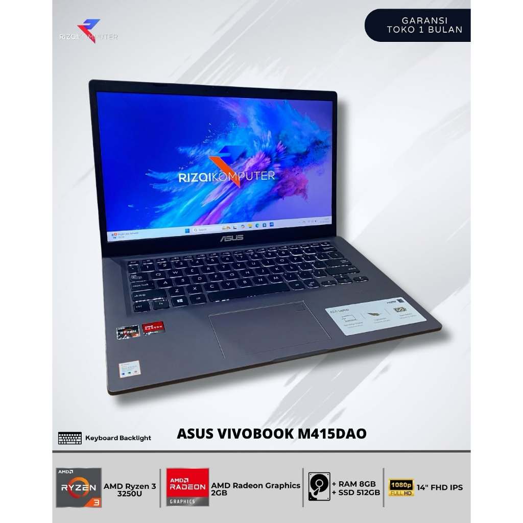 Asus VivoBook M415DAO AMD Ryzen 3 3250U Ram 8GB SSD 512GB kdr