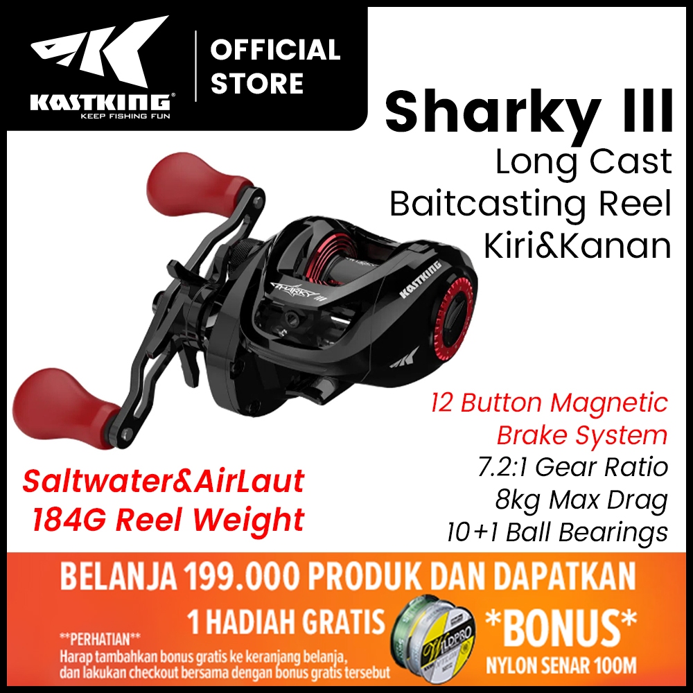[OFFICIAL] KastKing Sharky III Long Cast Reel BC Baitcasting Reel Pancing Gulungan Pancing, Rasio Gi