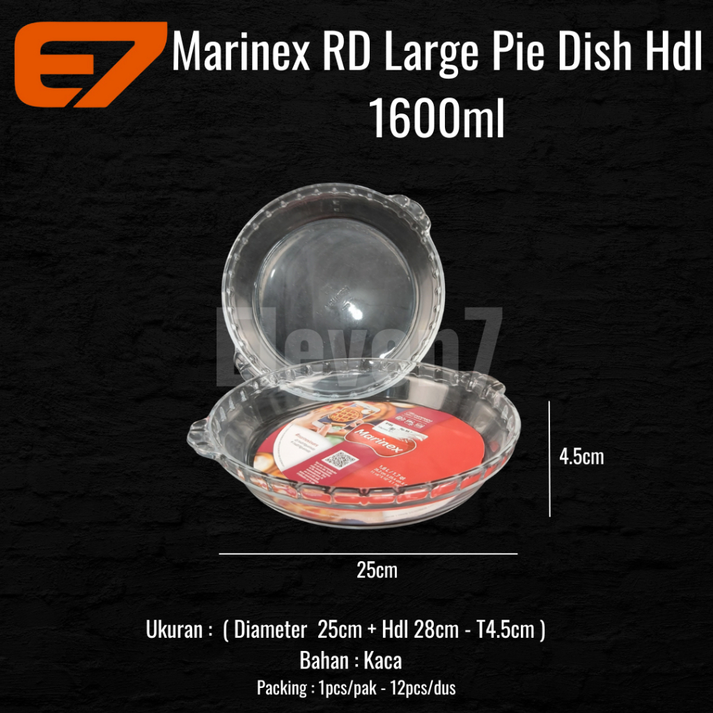 Marinex Pie Dish Round Handle Baking Dish Piring Loyang Kaca 1600ml