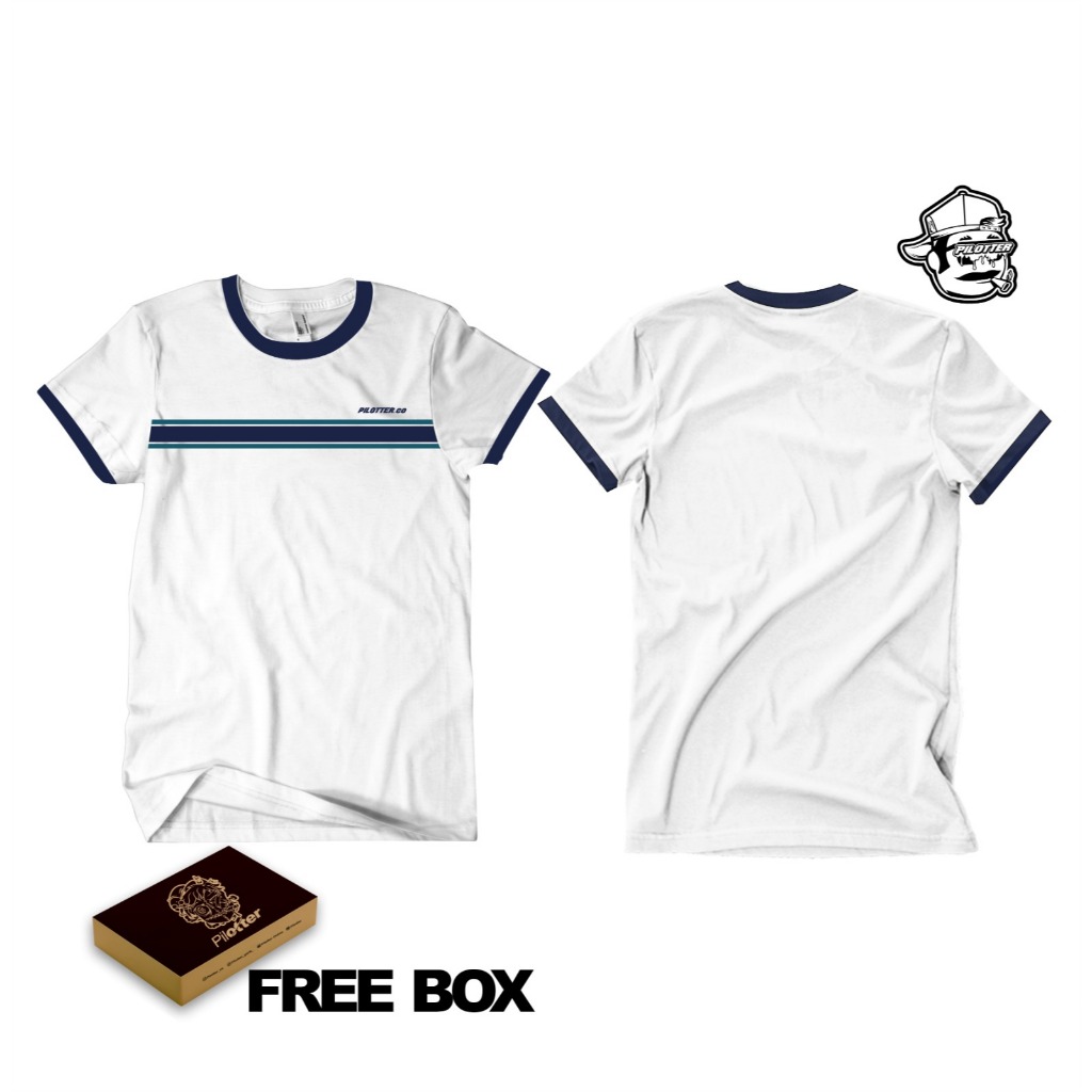 Pilotter Kaos Line Burn Putih Original Free Box
