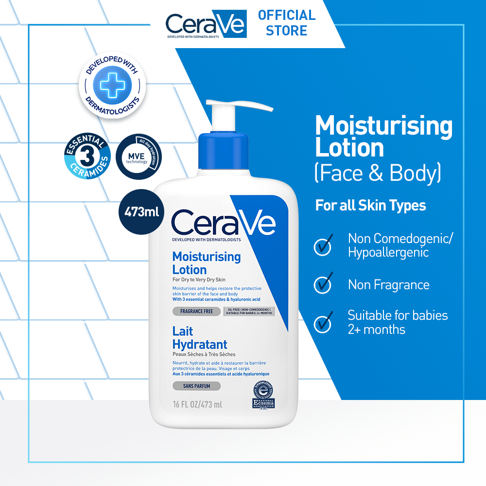 CeraVe Daily Moisturising Lotion 473 ml �Skin Barrier Repair Moisturizer with Ceramide for Dry to Ve