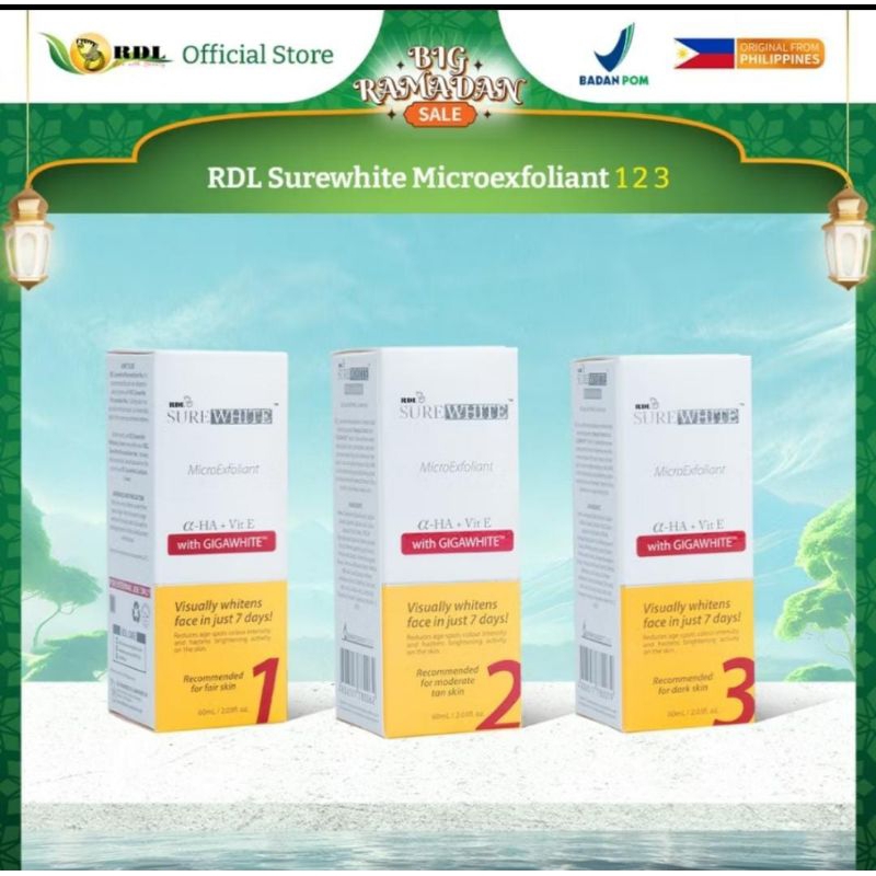 RDL Surewhite Microexfoliant Toner RDL No 1 2 3 Memperbaiki Wajah Bruntusan