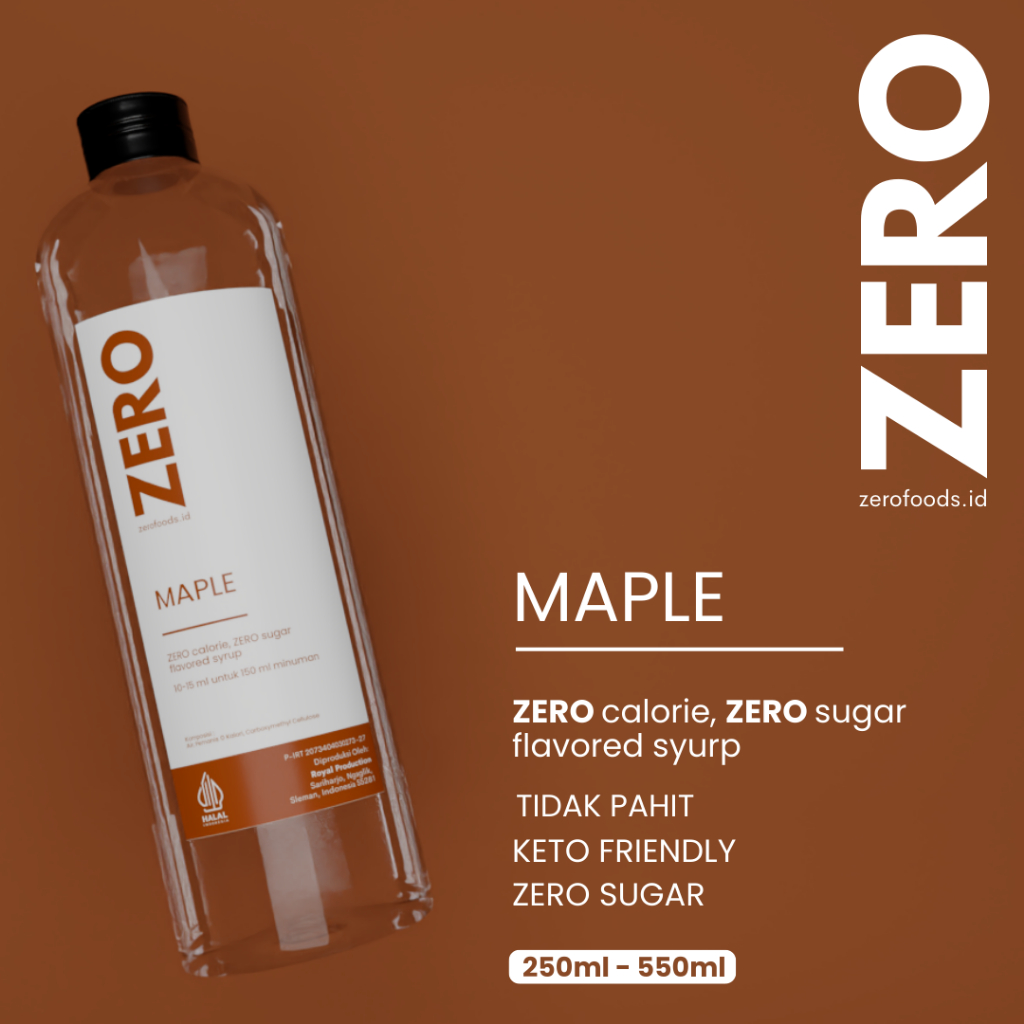 

Sirup Keto Diet 0 Kalori Bebas Gula Sugar Free non Stevia - ZERO - 250 ml Maple