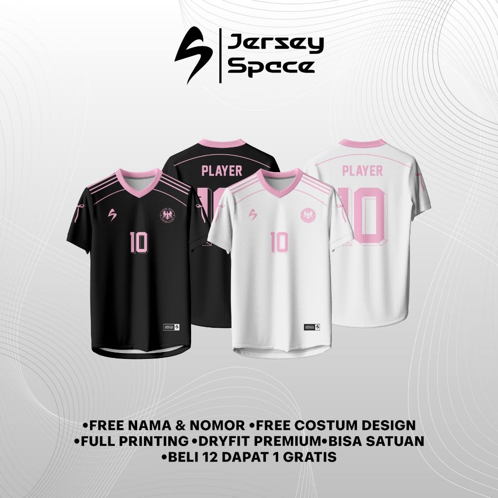 JS43 - JERSEY COQUETTE RIBBON JERSEY FUTSAL JERSEY SEPAKBOLA FREE COSTUM DESIGN