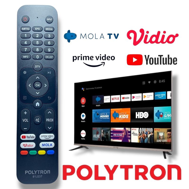 polytron remot smart tv android 81j237 pld24cv 32cv 40cv 43cv remote tv lcd led polytron