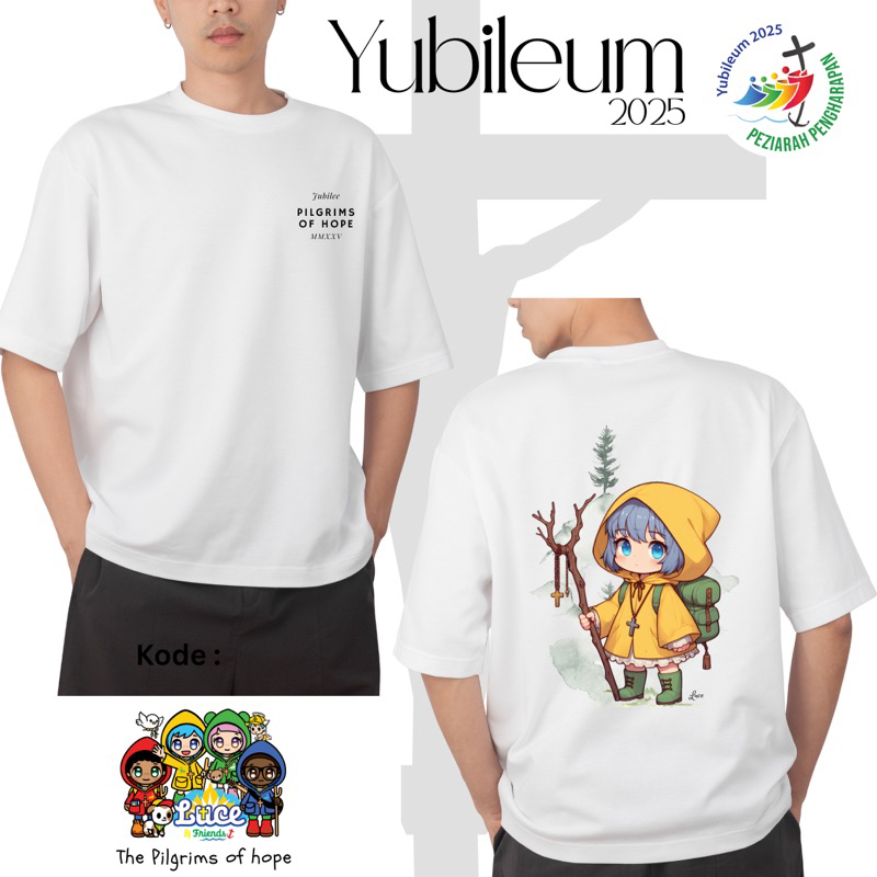 Kaos Yubileum | Premium T-Shirt Jubilee 2025 MMXXV | Luce Peziarah Pengharapan Katolik Print Cetak S