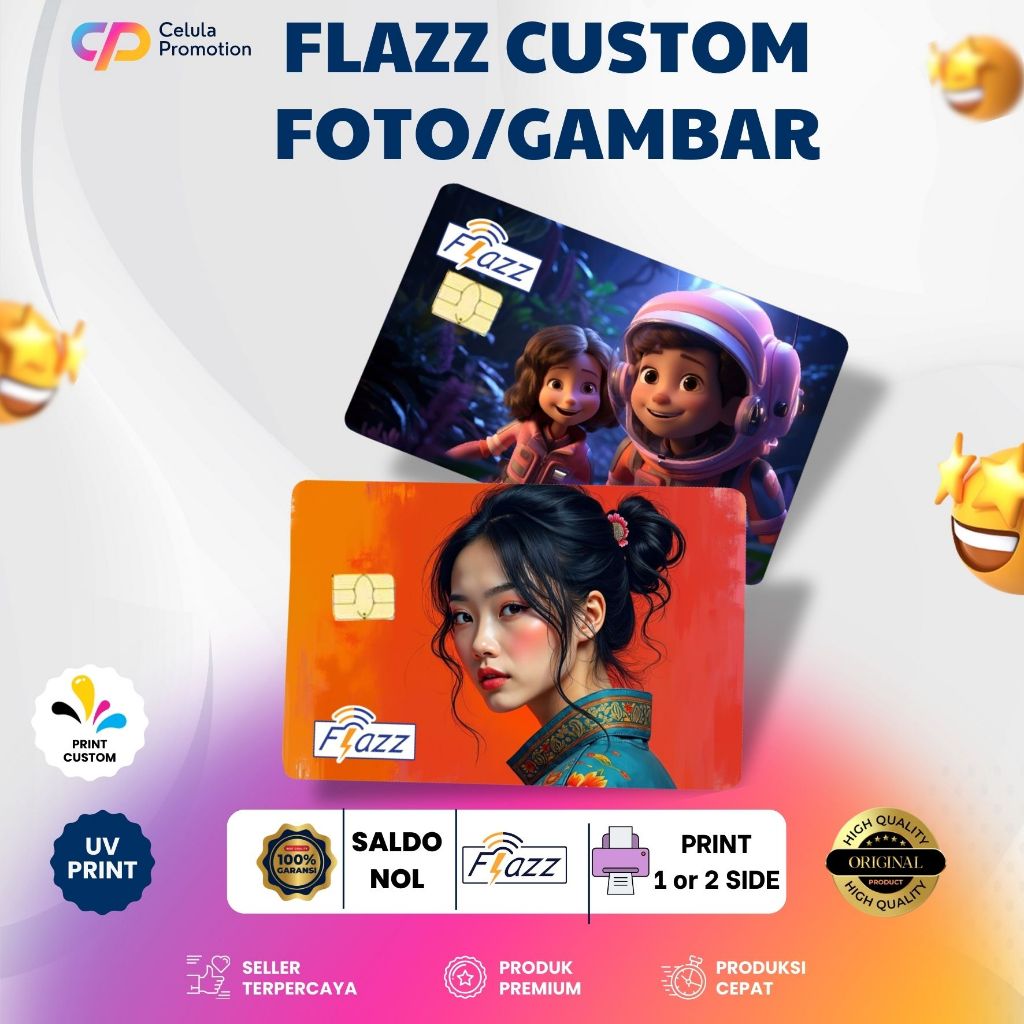 Kartu Flazz BCA Print custom Foto Gambar Saldo Nol kualitas premium cetak 1 atau 2 sisi flazz gen 2