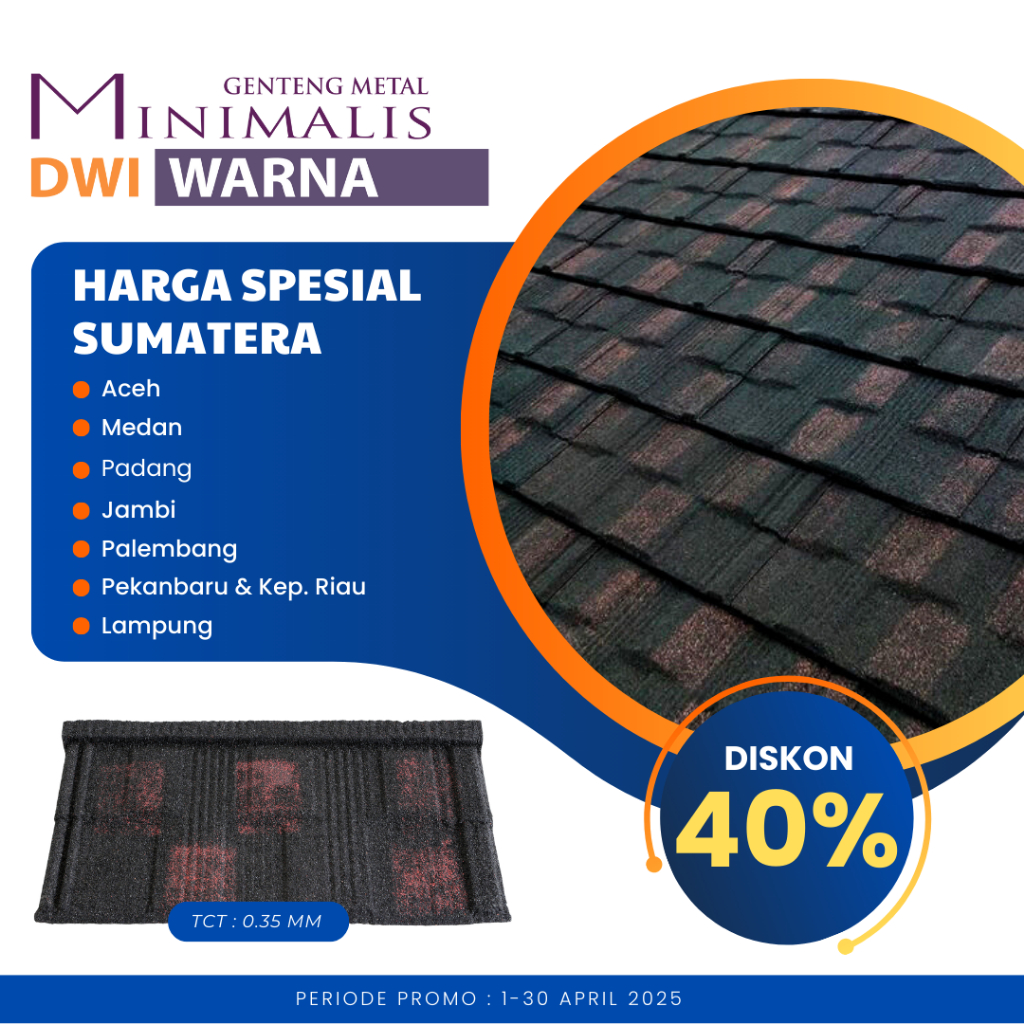 HARGA SUMATERA Genteng Metal Rainbow Minimalis Dwi Warna Termurah Bergaransi