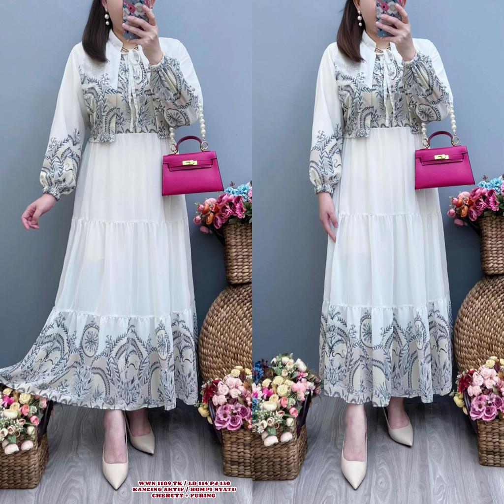 1109 Gamis Maxi Dress Model Rompi kekinian
