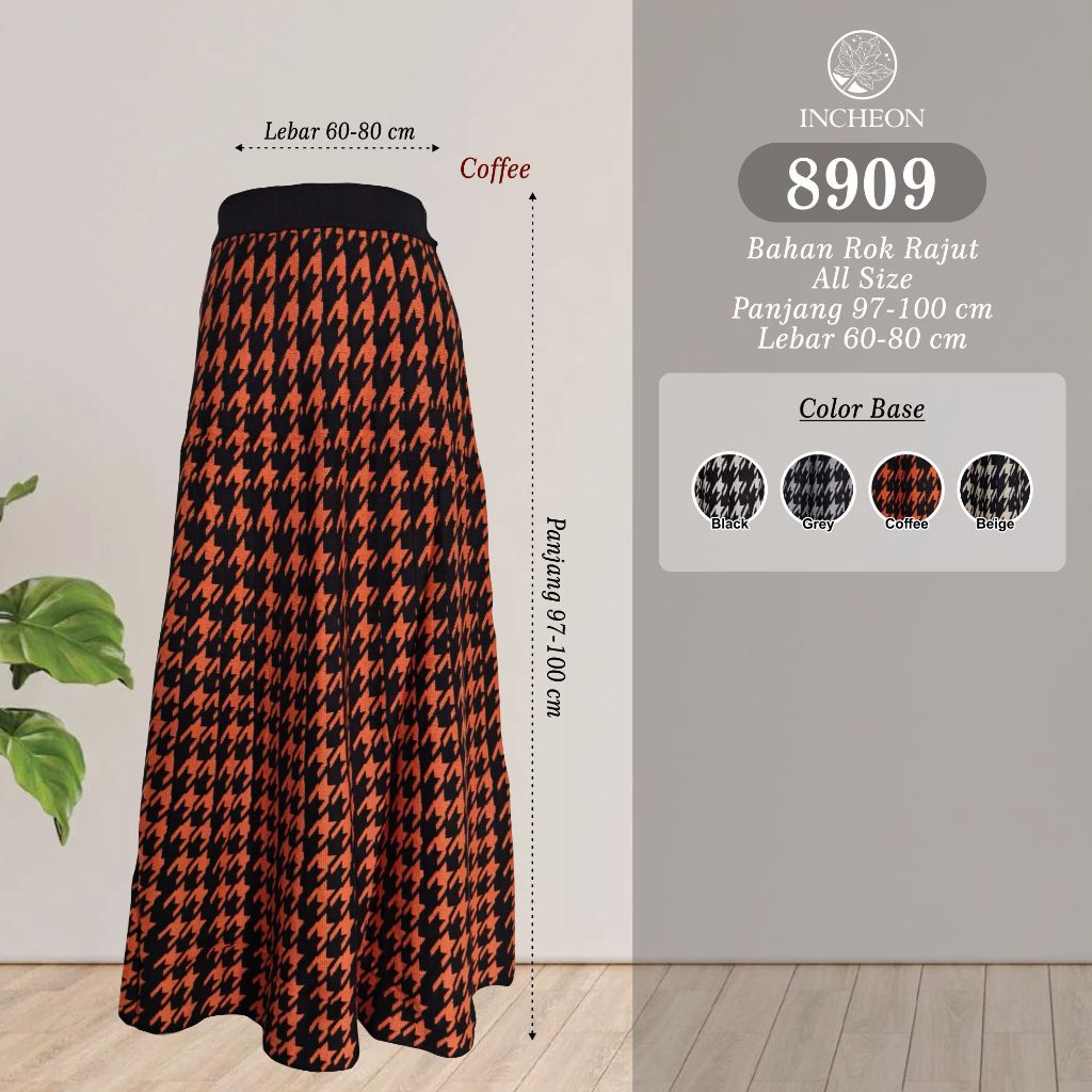 Rok rajut motif panjang import tebal dan halus wanita - 8909