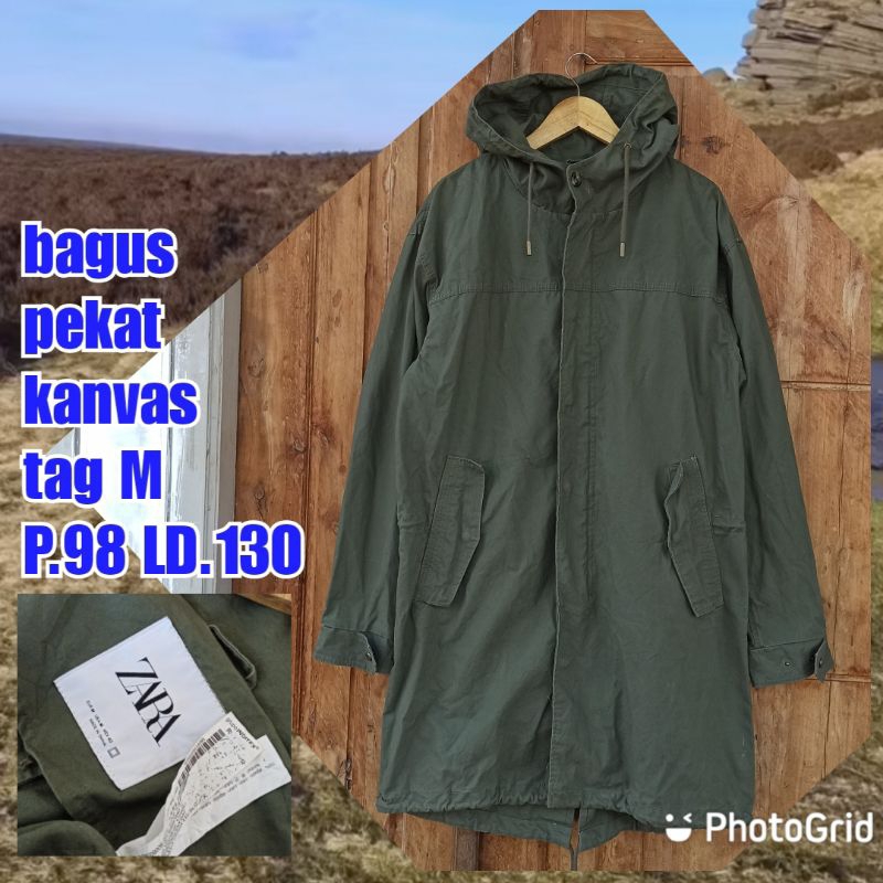 jaket parka army military green hijau coat pria man zara