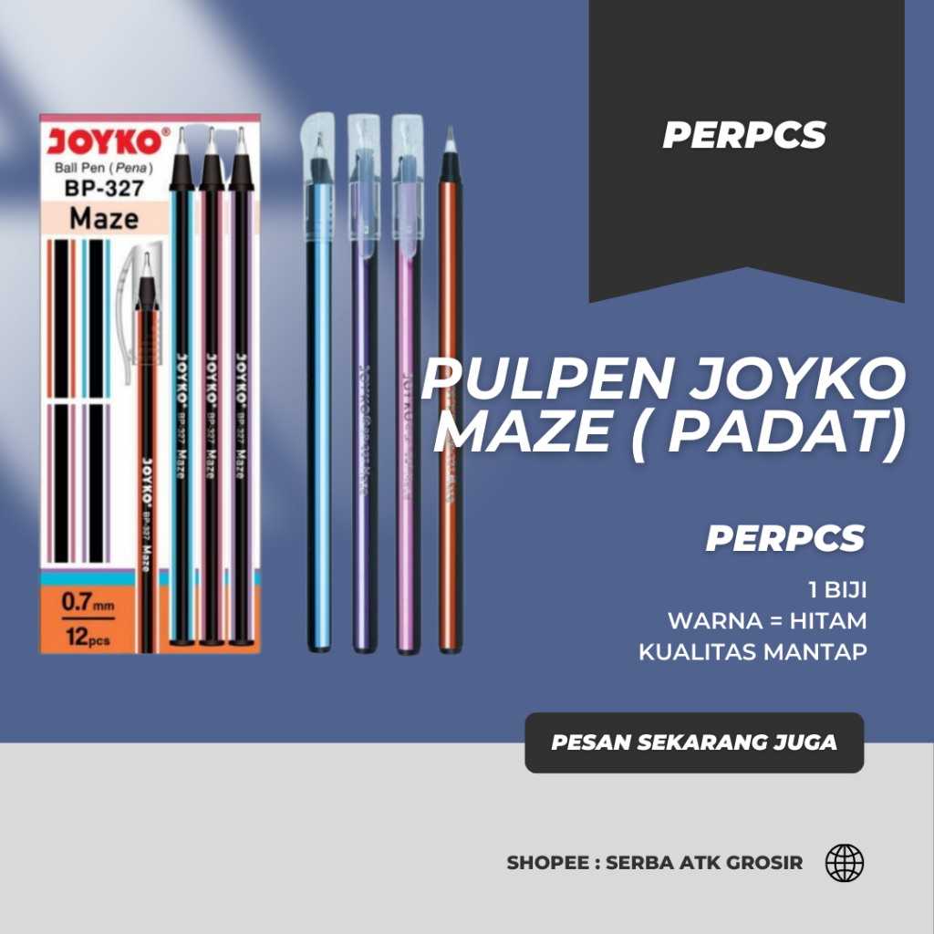 

Pena | Pulpen Bolpen Joyko BP-327 Maze 0.7mm Hitam / Joyko Suma (1PCS)