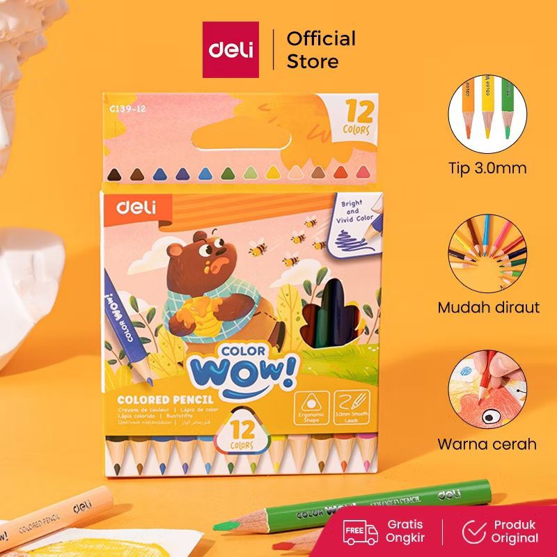 

Deli Pensil Warna Anak / Colored Pencil Warna Cerah Berkualitas EC139