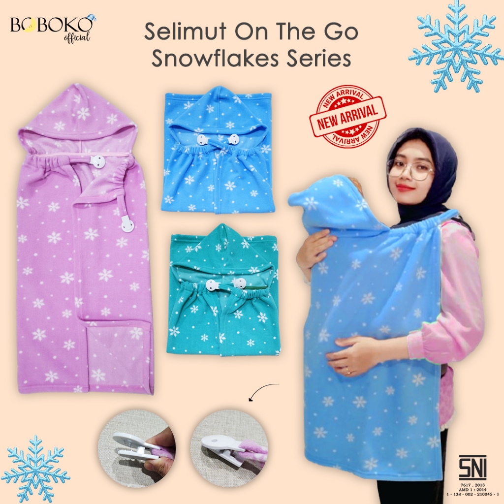 Boboko Selimut Gendong Bayi / On The Go Blanket / Apron Menyusui / Cover Stroller Snowflakes Series