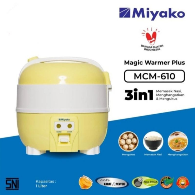 Magic Com MIYAKO MCM 610 (1Liter) 3in1/Rice Cooker Miyako 1Liter 3in1 MCM 610