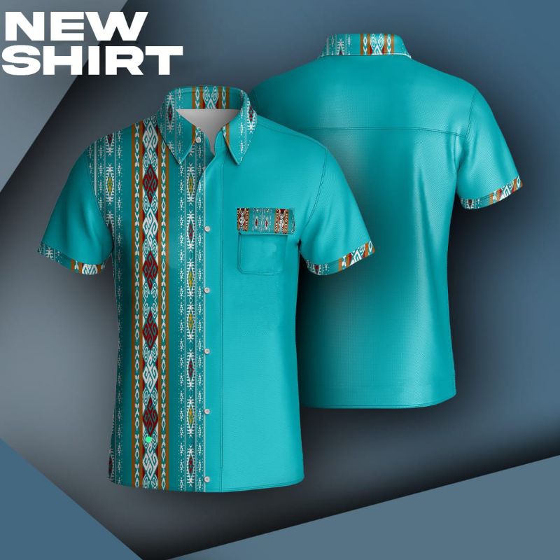 Kemeja Batik Motif tenun ntt hijau toska