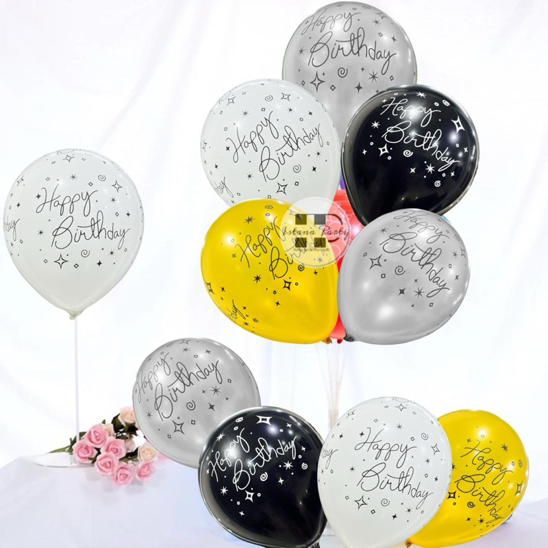 Balon latex happy birthday / balon latex tulisan happy birthday