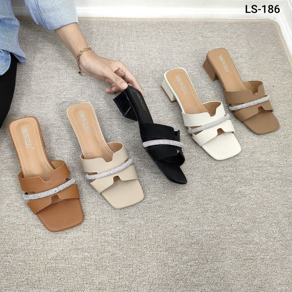 Simoncelli Sandal Tumit Tahu 3 Cm Wanita | Sendal Wanita | Sandal Kerja Import | Sandal pesta | Wedd