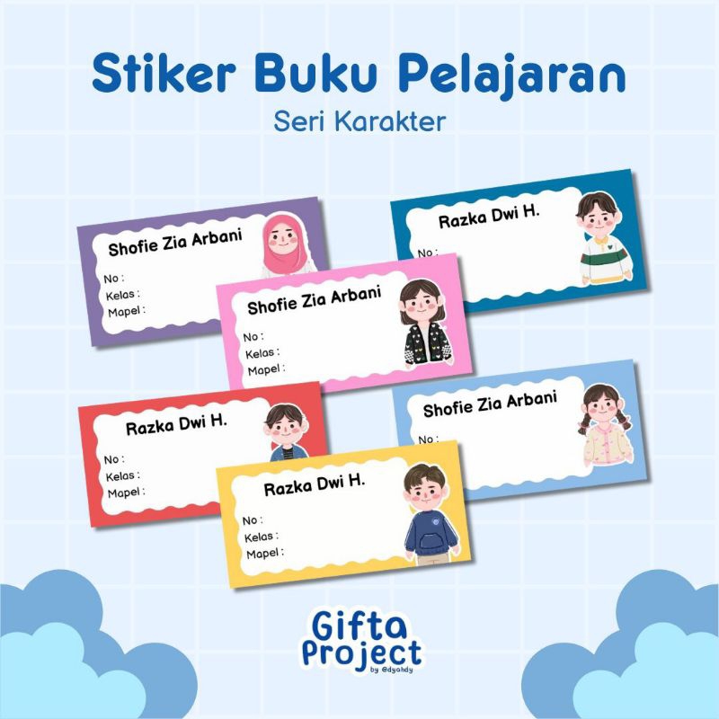 

(42pcs) Stiker Nama Label Buku Sticker Custom 7x4cm