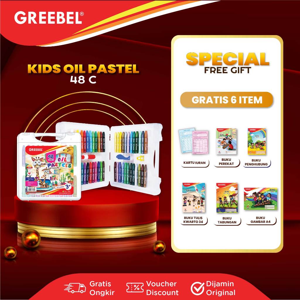 

GREEBEL Crayon Krayon Kids 48 Warna / Kids Oil Pastel 48 (KOP48) Crayon Set Mewarnai Professional