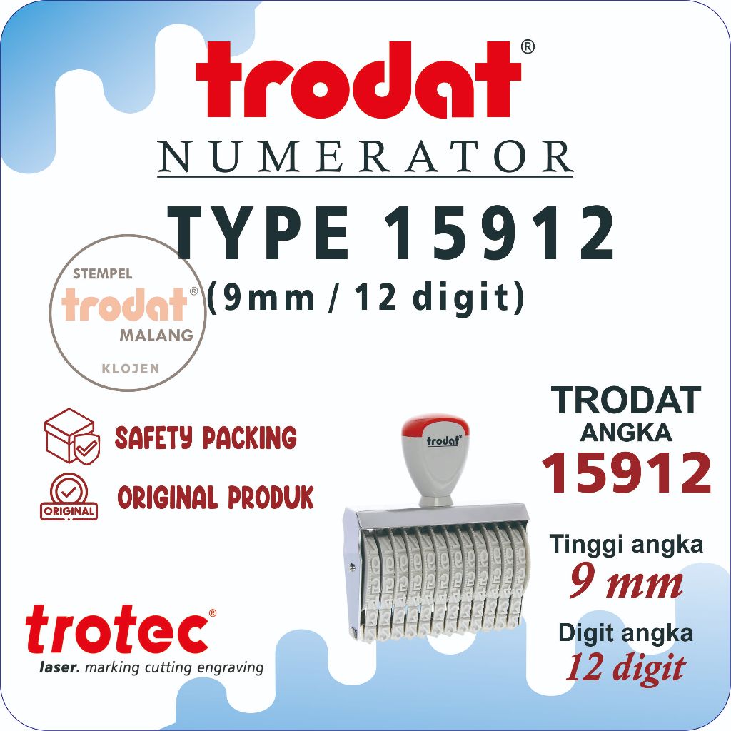 

Stempel Troadat 15912 (9mm 12digit) | STEMPEL TRODAT NUMERATOR (ANGKA DAN SIMBOL BISA DIPUTAR)