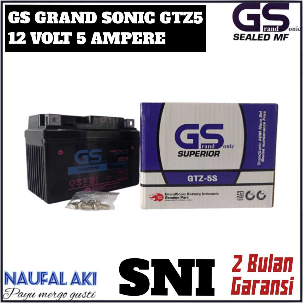 Aki Motor Honda New Mega Pro GS Grand Sonic GTZ5  Aki Kering Langsung Pasang