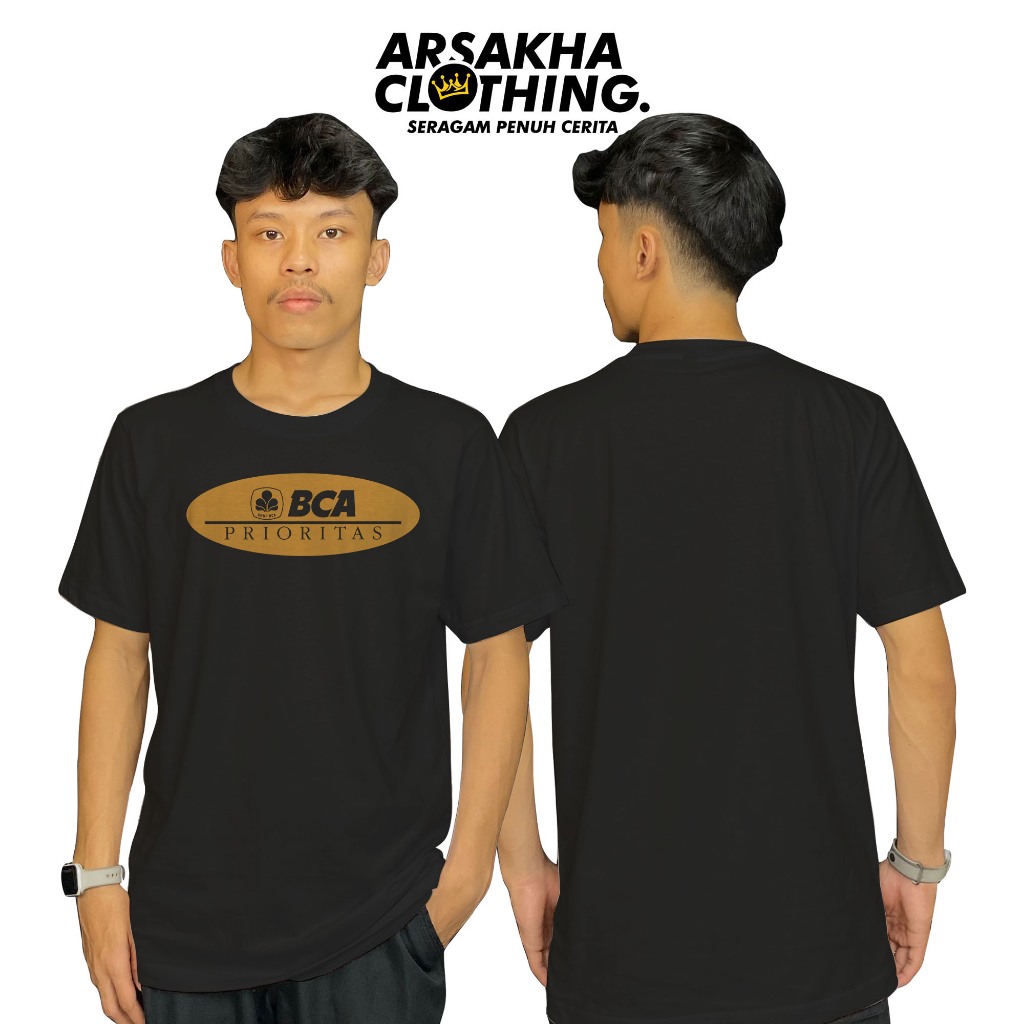 Kaos Bank BCA Prioritas Logo Perusahaan  Baju Distro Katun Combed 30s by Arsakha Clothing