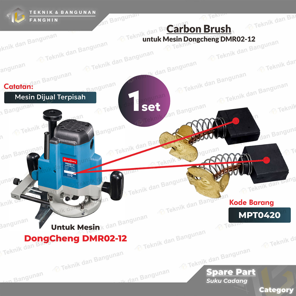 CARBON BRUSH SIKAT KARBON UNTUK MESIN WOOD ROUTER KAYU DONGCHENG DMR02-12 & SUMO SX6650 ORIGINAL