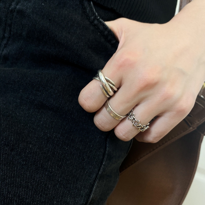 HOT COD 3 Pcs Set Cincin Titanium Cincin Punk Pria Cincin Retro Pria Cincin Gaya Romawi Retro/