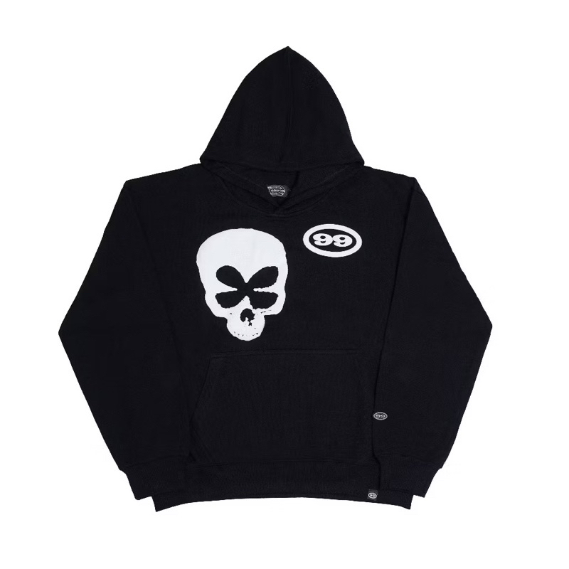 99CLOVER | HOODIE FELLING LUCKY SKULL BLACK 99CLOVER