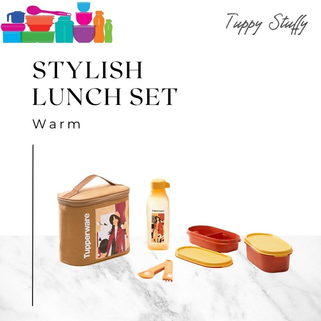 Tupperware Stylish Lunch Set Warm | Tempat Bekal Dewasa Aesthetic, Kotak Bekal dengan Tas