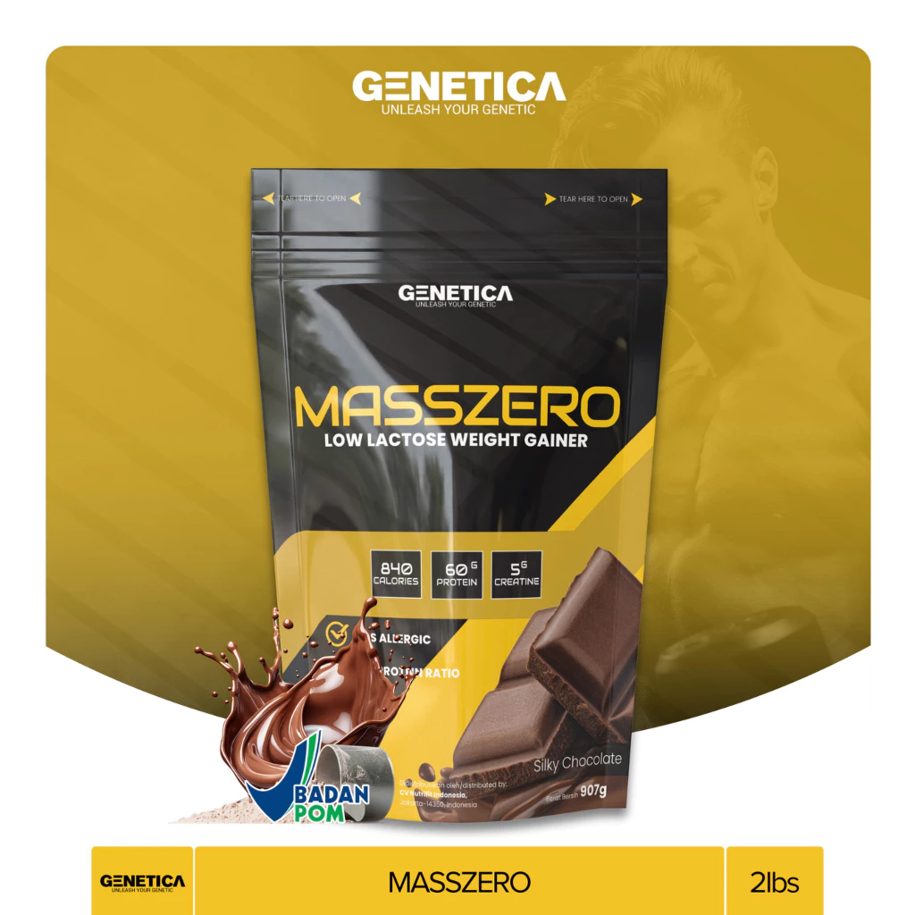 Genetica Masszero 2 lbs Susu Gainer Protein Tinggi kalori Rendah Laktosa