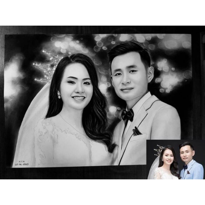 Jasa sketsa wajah WEDING PENGANTIN,sketsa wajah model sendiri,sketsa wajah super mirip terlarsi