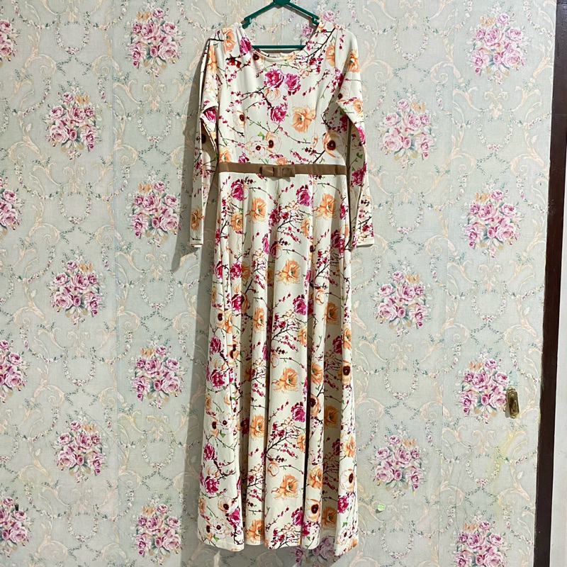 [Preloved] Gamis mayung preloved jersey tebal premium motif bunga