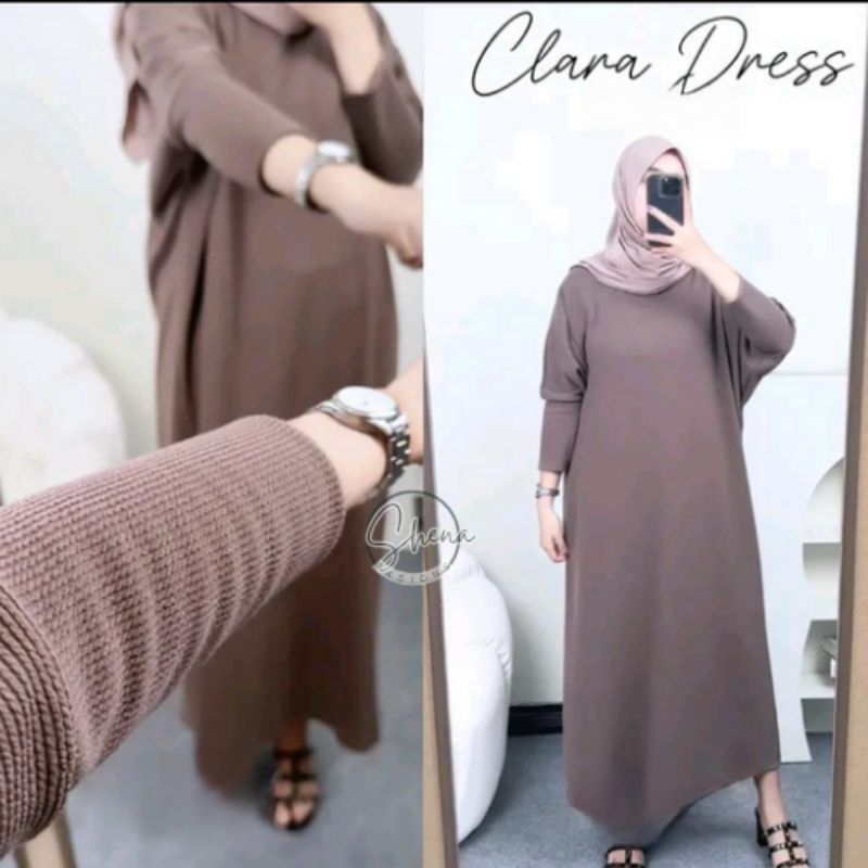 Dress Midi Batwing Knit Muslim Wanita Dewasa Simpel Gamis