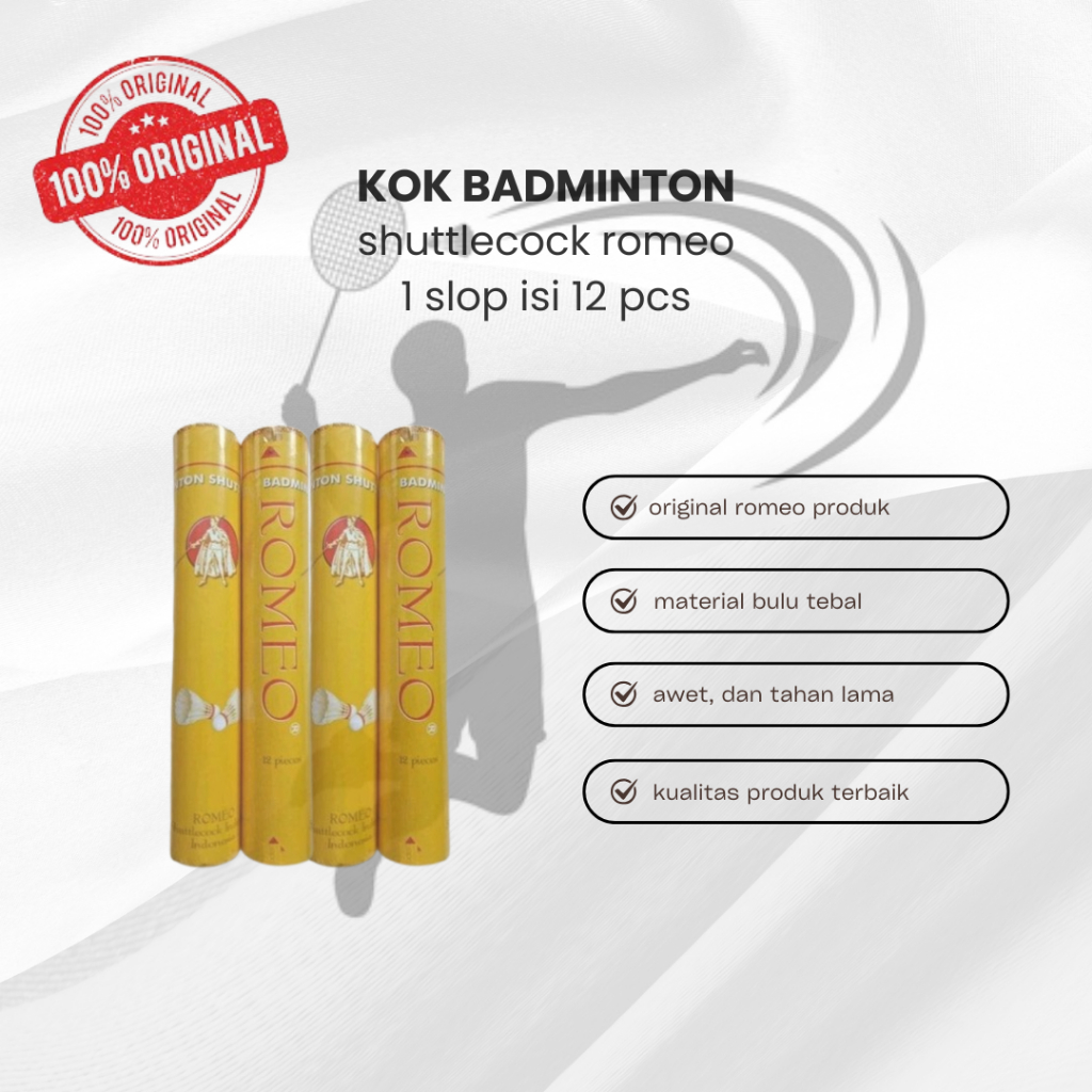 kok badminton / kok bulutangkis / shuttlecock romeo kuning 100% original produk