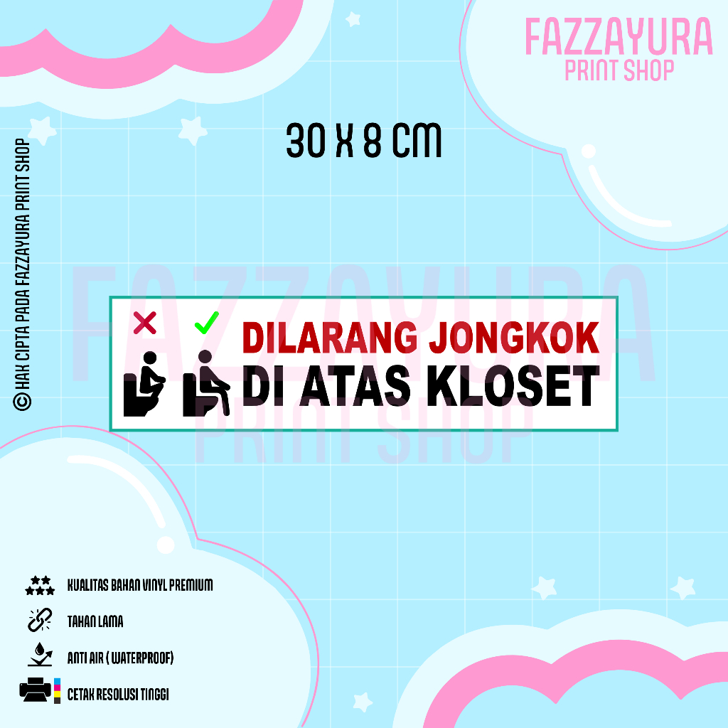 

STICKER DILARANG JONGKOK DI ATAS KLOSET 30 X 8 CM