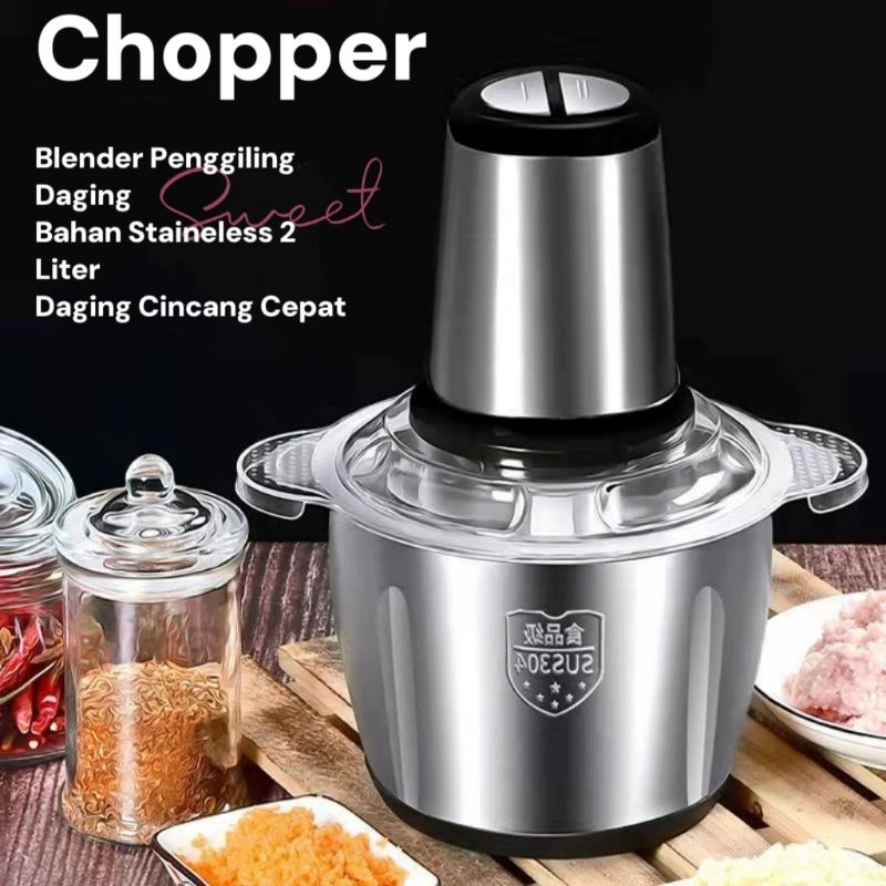 COD Blender Penggiling Daging Serbaguna/ Chopper Stainless 2LT Penggiling Daging Multifungsi SX-685