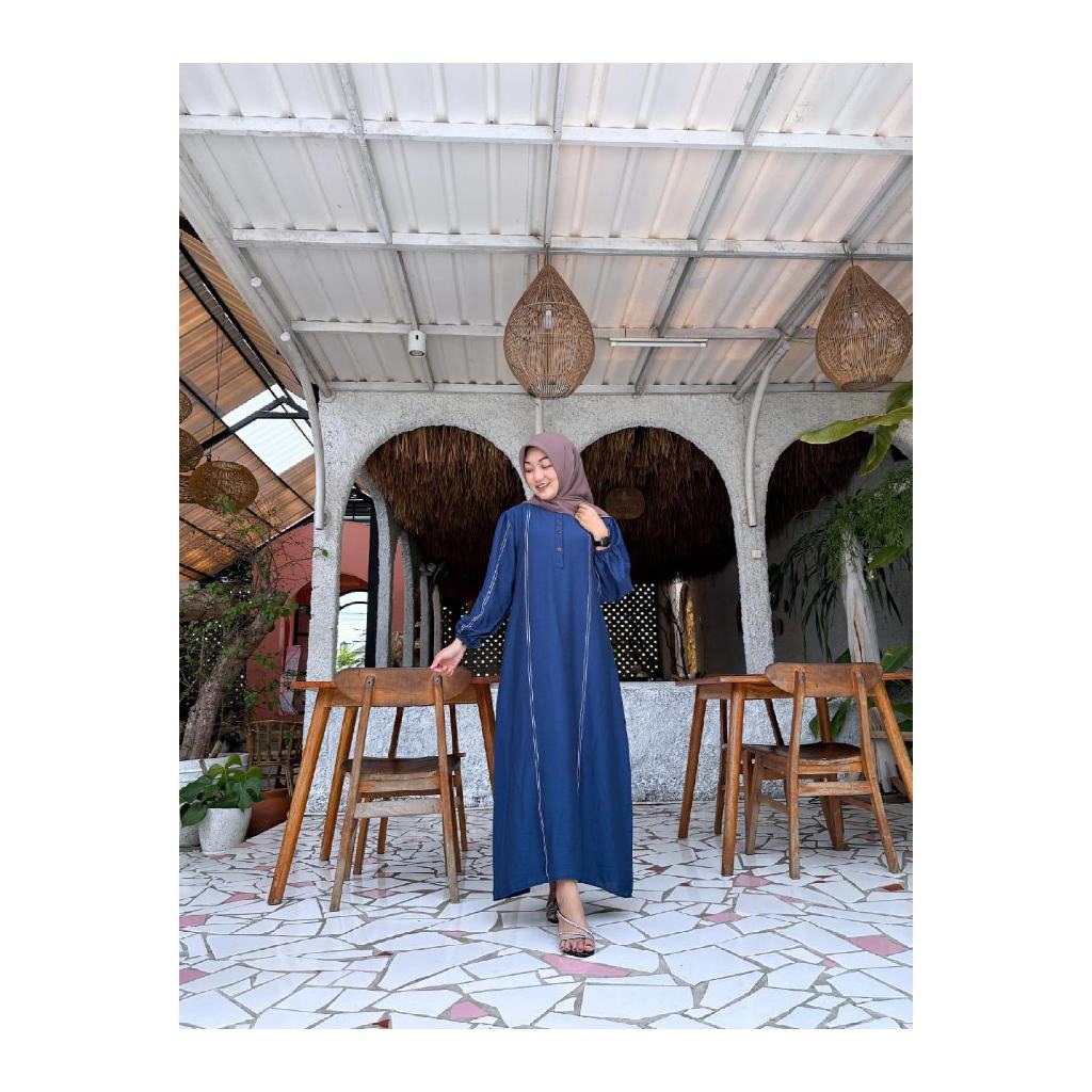 Vania Dress Gamis Polos Wanita Simpel Elegan Polo Linen Premium / Gamis kondangan / Gamis