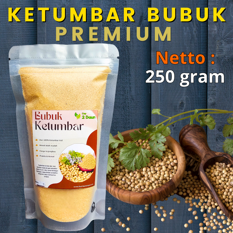 

Ketumbar Bubuk Halus Murni Tanpa Campuran - Cap Dua Daun Bumbu Premium Nusantara / Kualitas Baik