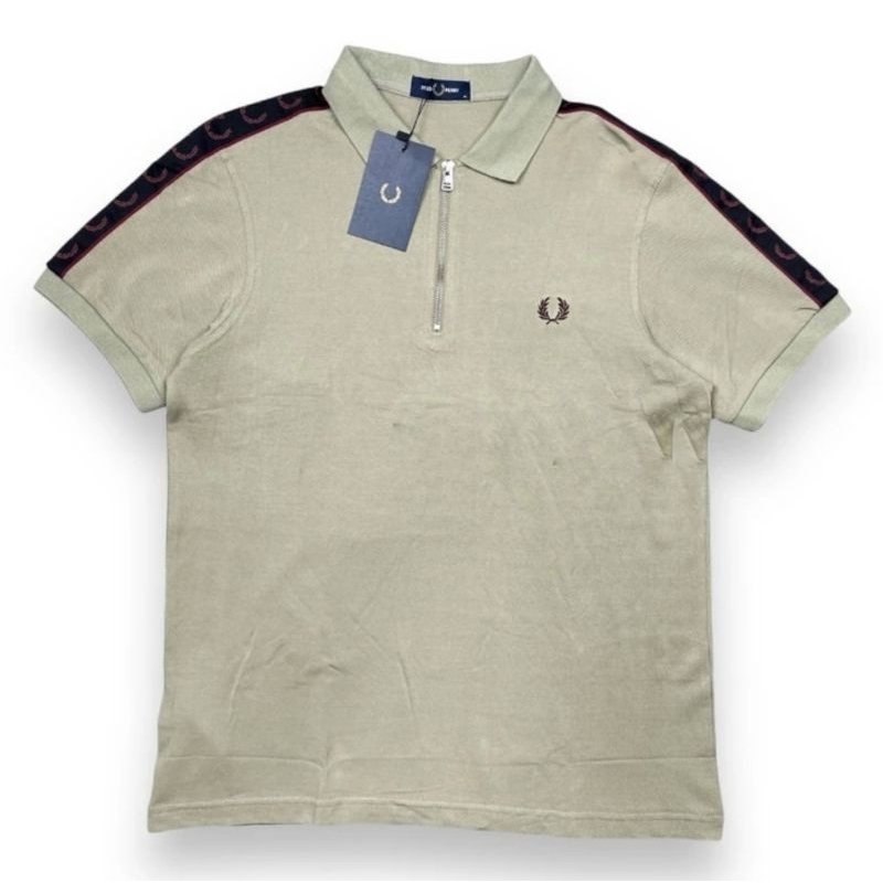 FRED PERRY ZIP RINGER TAPED POLO SHIRT ORIGINAL