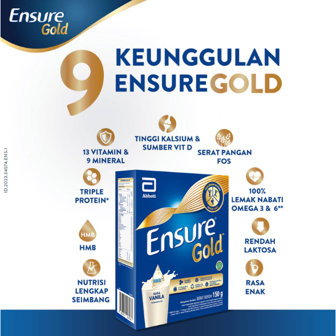 

1 BOX TERMURAH!!! Ensure Gold HMB Vanilla 150g - Nutrisi Dewasa Rendah Laktosa No.1 Di Indonesia