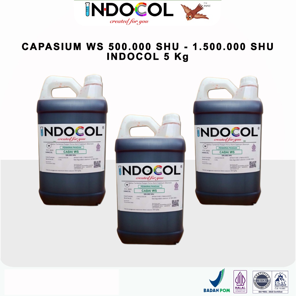 

INDOCOL CAPSICUM WATER SOLUBLE (MINYAK CABAI) 500.000 SHU - 1.500.000 SHU (5 Kg )