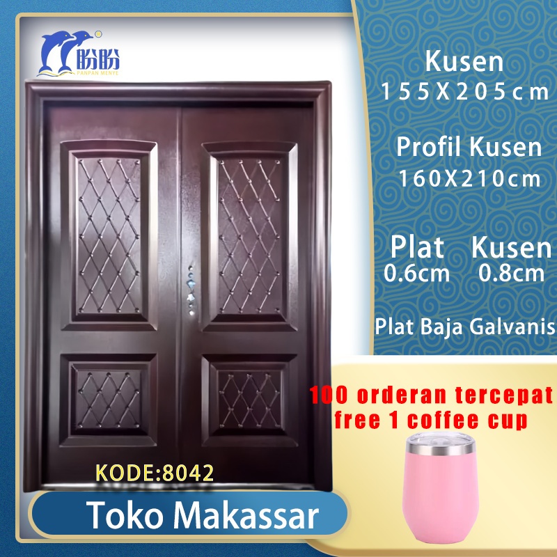 PT PANPAN - (LUXURY DOUBLE PAN 8042 ) Pintu Baja /Pintu Plat Baja Double Kupu Kupu Tarung Utama Pint