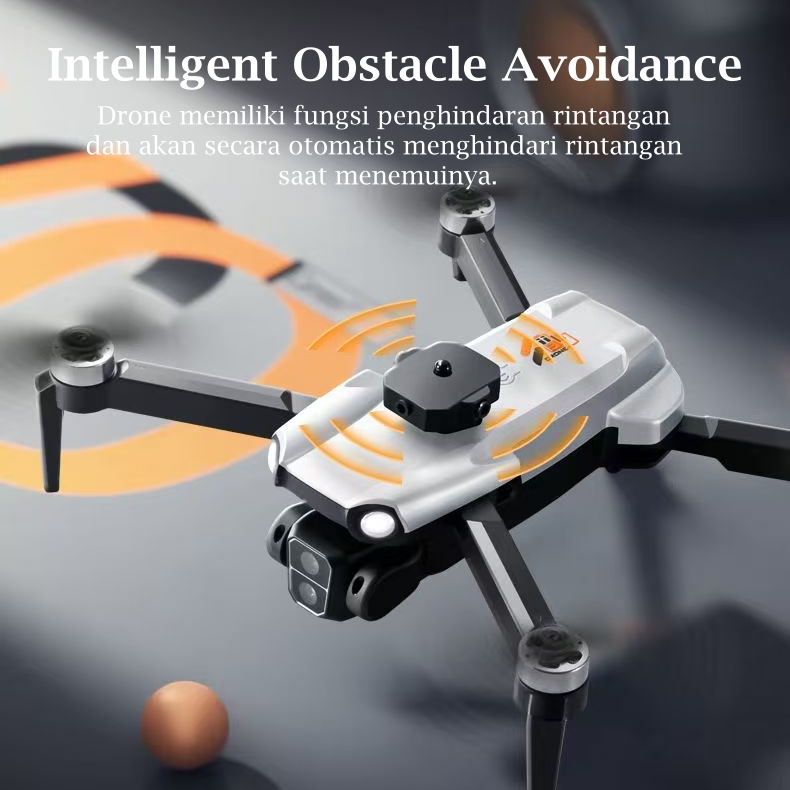 Playfultoy Drone Kamera Jarak Jauh /DroneR104PRO/Kamera Ganda 4K HD/Motor Tanpa Sikat/Pesawat Mainan