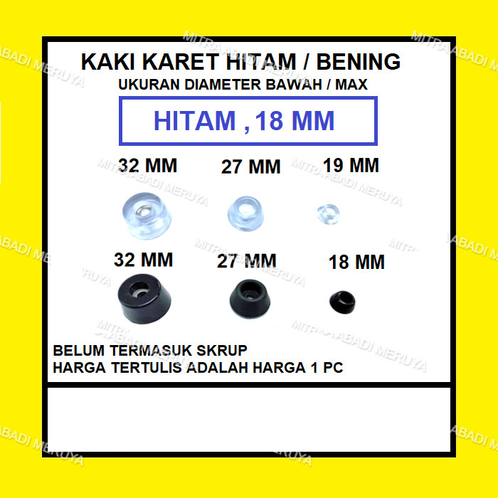 Kaki karet Alas Kaki Meja Kursi Lemari Hitam 18 mm