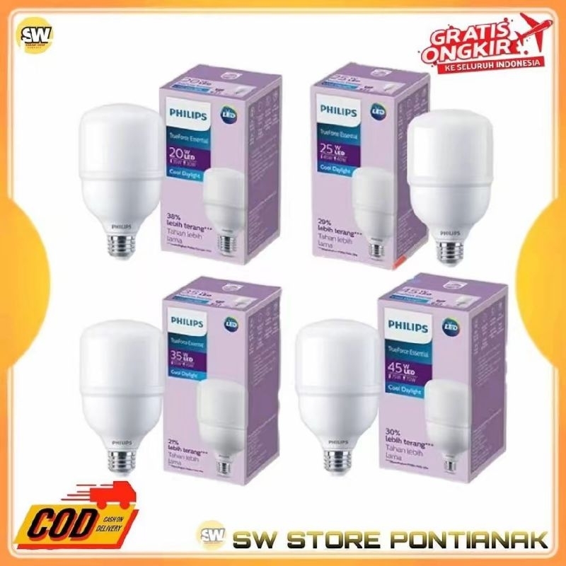 LAMPU LED PHILIPS TRUEFORCE ESSENTIAL 20W 25W 35W 45W / BOHLAM LAMPU PHILIPS LED ESSENTIAL 100% ORIG