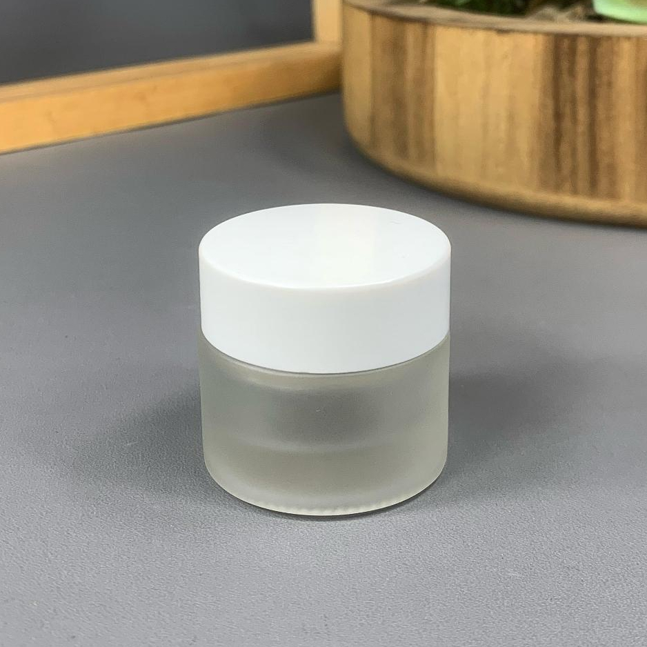 Pot Cream 10 gram kaca / Pot Kaca 10 gram Frosted Tutup Putih / Pot Jar Kaca 10 gram