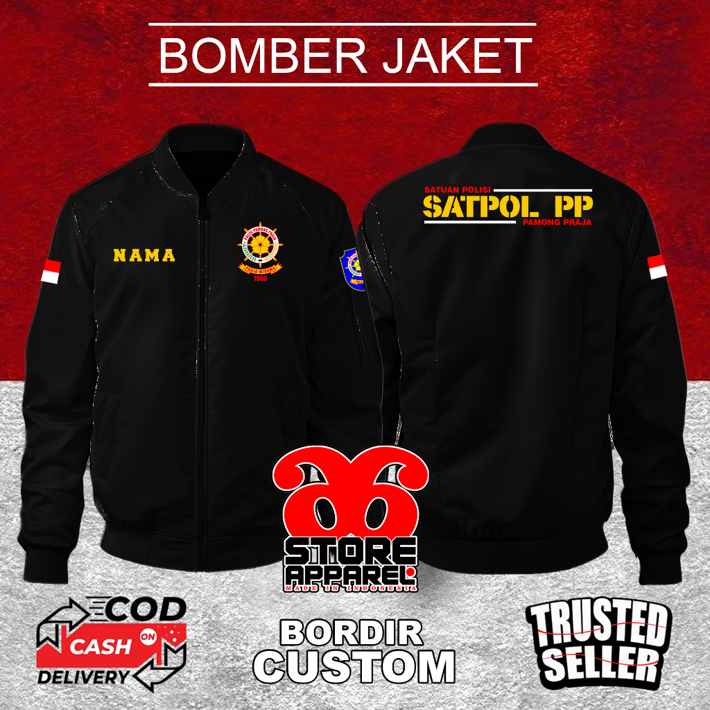JACKET BOMBER SATPOL-PP - JAKET CUSTOM BORDIR DESAIN SENDIRI