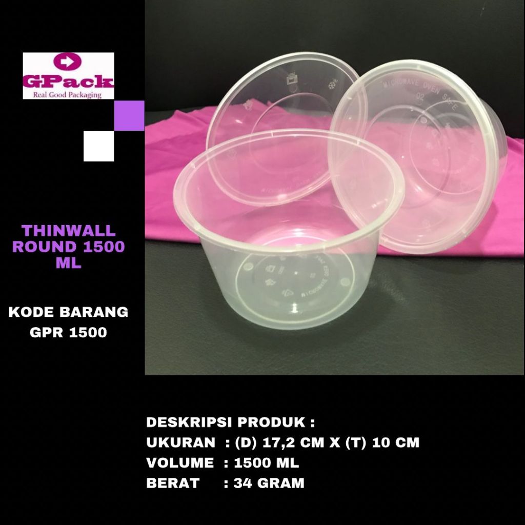 THINWALL ROUND 1500 ML/ BULAT 1500 ML/ FOOD CONTAINER GPR-1500
